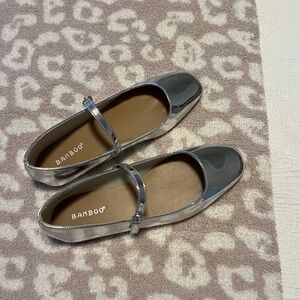 Silver ballet flats